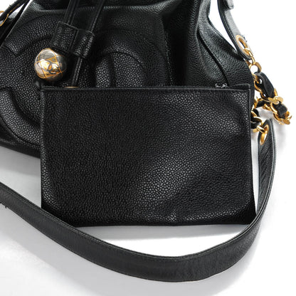 Chanel Caviar CC Drawstring Shoulder Bag Black 7 of 9