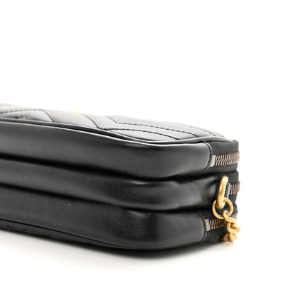 Gucci Calfskin Matelasse Mini GG Marmont Chain Crossbody Bag Black 9 of 10