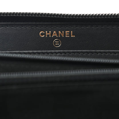 Chanel Caviar Quilted Boy Long Zip Around Wallet Black 6 of 8
