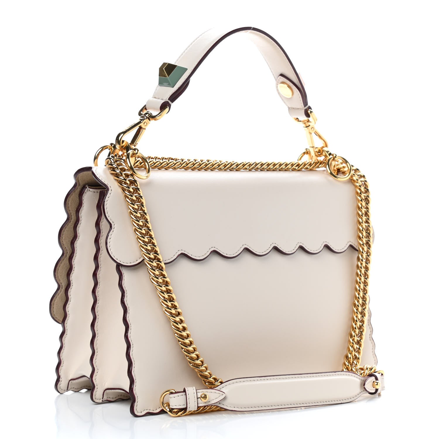 Fendi Vitello Liberty Scalloped Studded Kan I Shoulder Bag Camelia 3 of 13