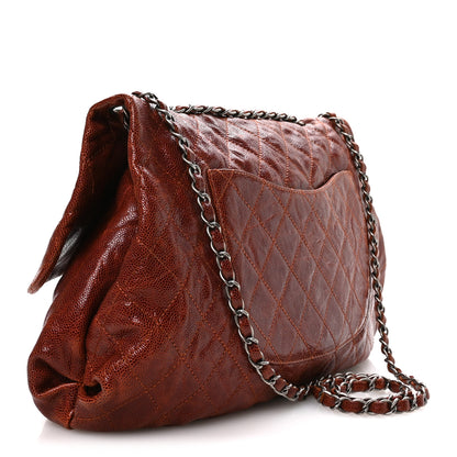 Chanel Crumpled Caviar Quilted Maxi Elastic Flap Light Brown 3 of 10