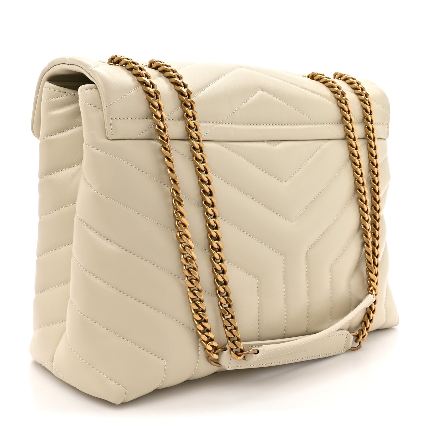 Calfskin Y Quilted Monogram Medium Loulou Chain Satchel Crema Soft