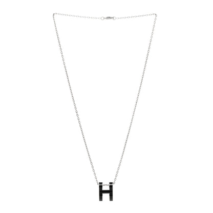 Hermes Lacquered Palladium Pop H Pendant Necklace Black 3 of 5