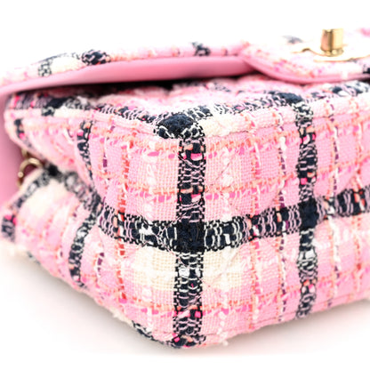 Chanel Metallic Tweed Quilted Mini Rectangular Flap Pink Navy White 9 of 10