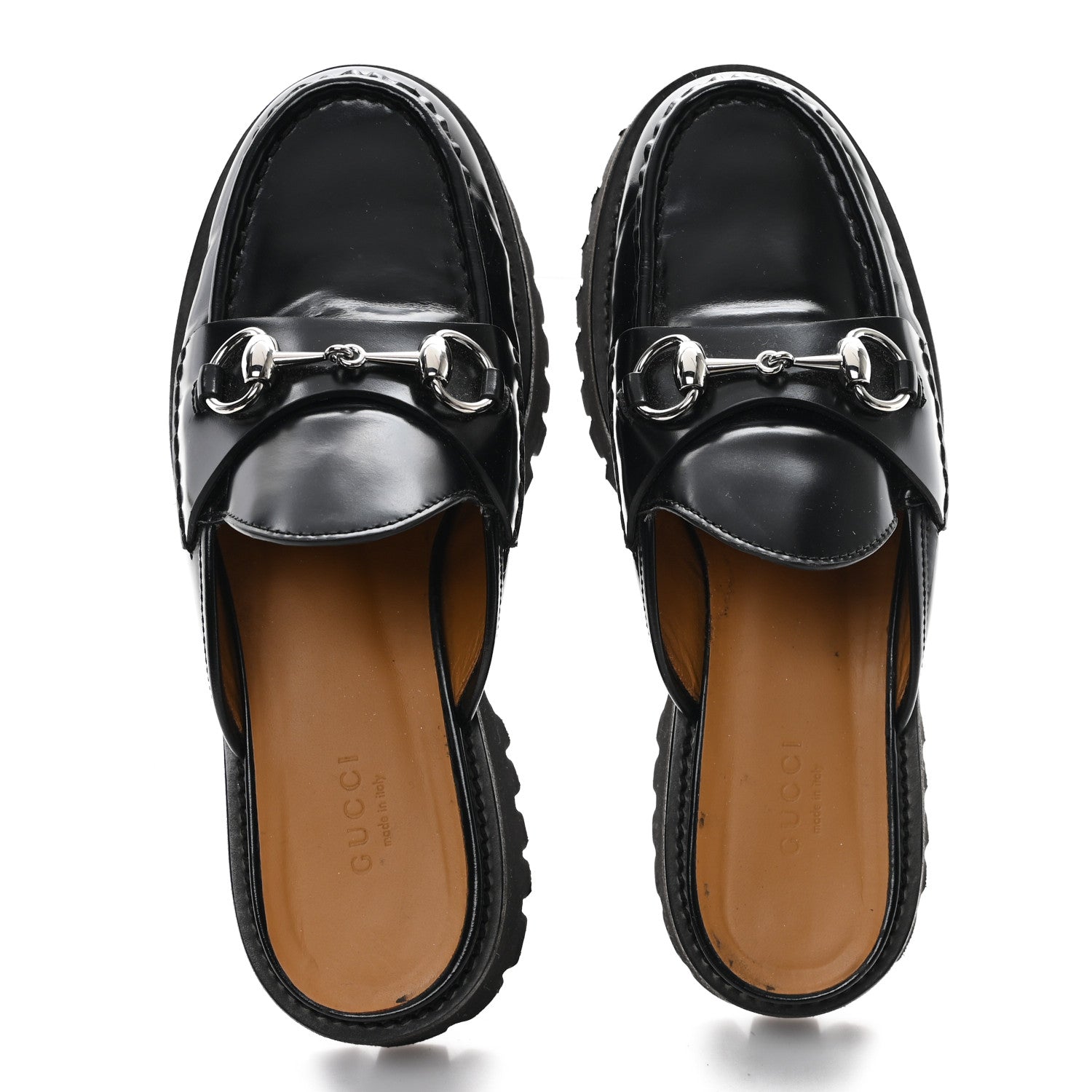 Gucci Magnum Calfskin Womens Horsebit Platform Mules 37 Black 2 of 9