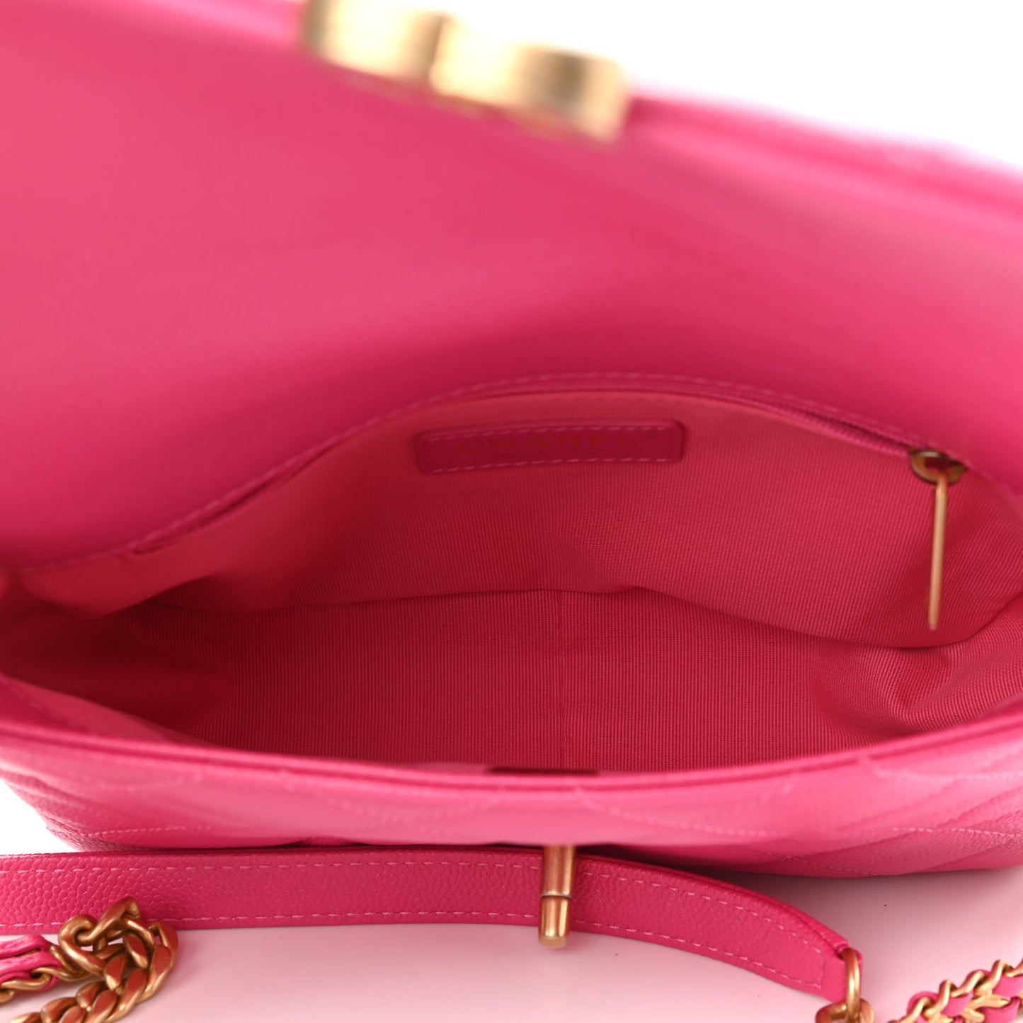 Shiny Caviar Quilted Small Chain Melody Flap Dark Pink