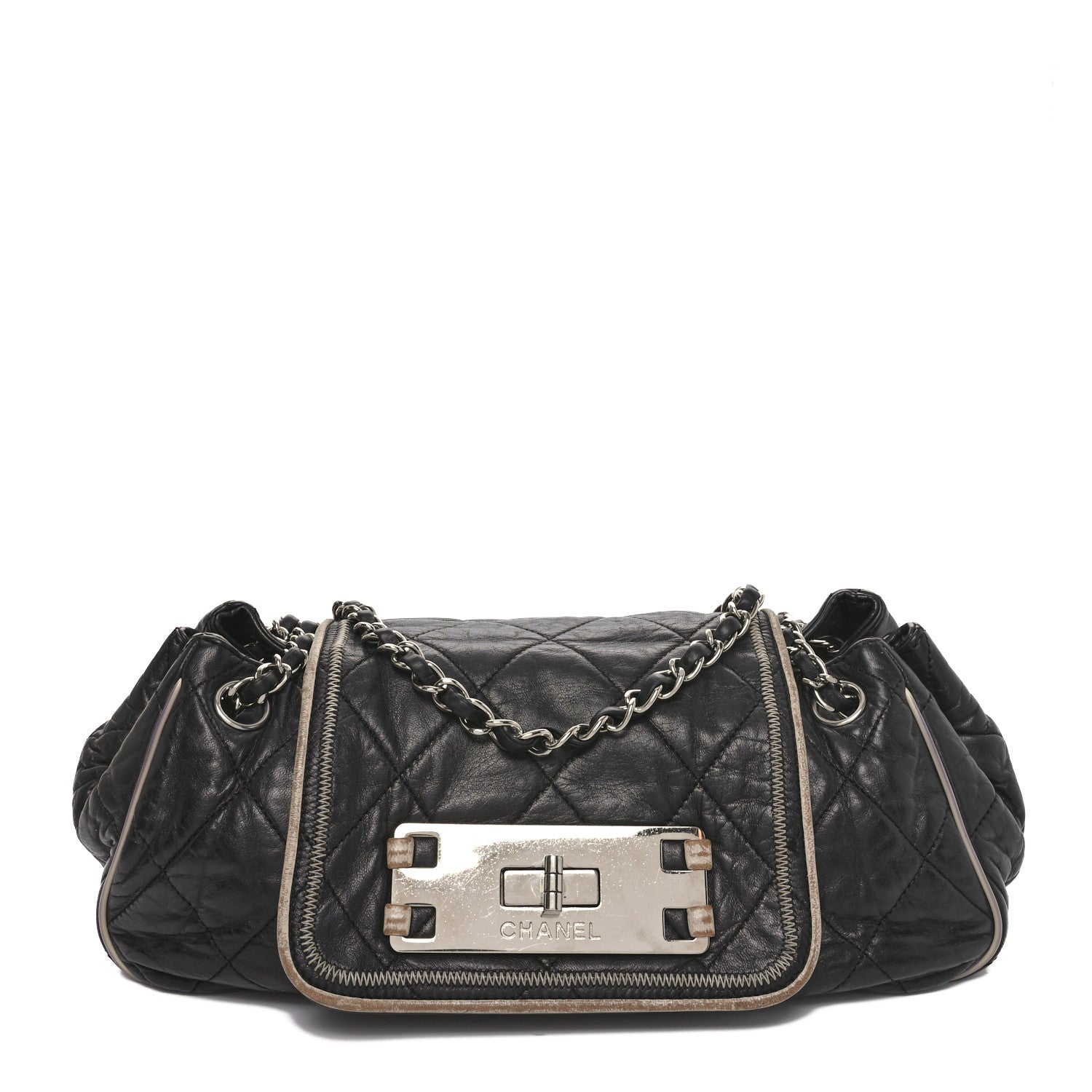 Chanel Lambskin Quilted East West Accordion Flap Black 1 of 11