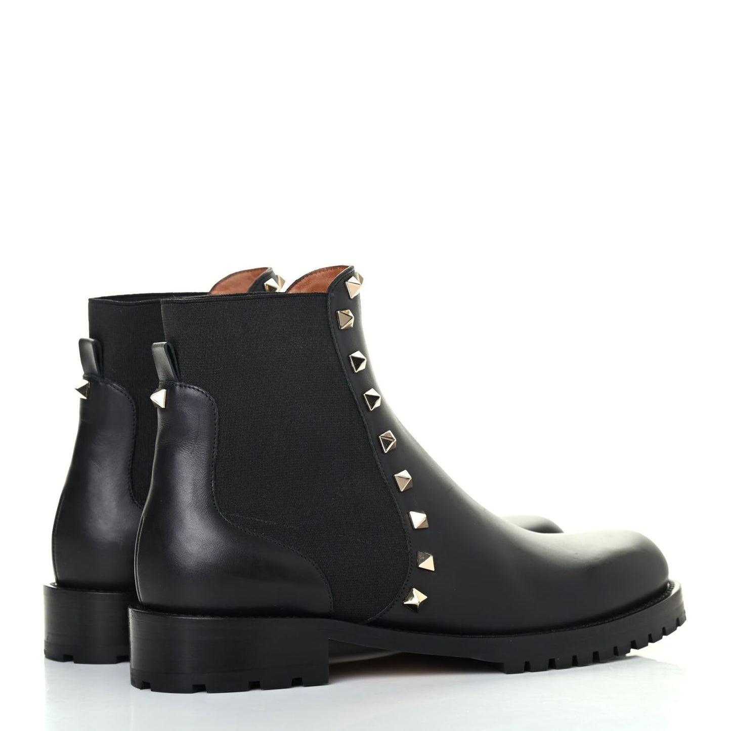 Calfskin Rockstud Beatle Chelsea 20mm Ankle Boots 36 Black