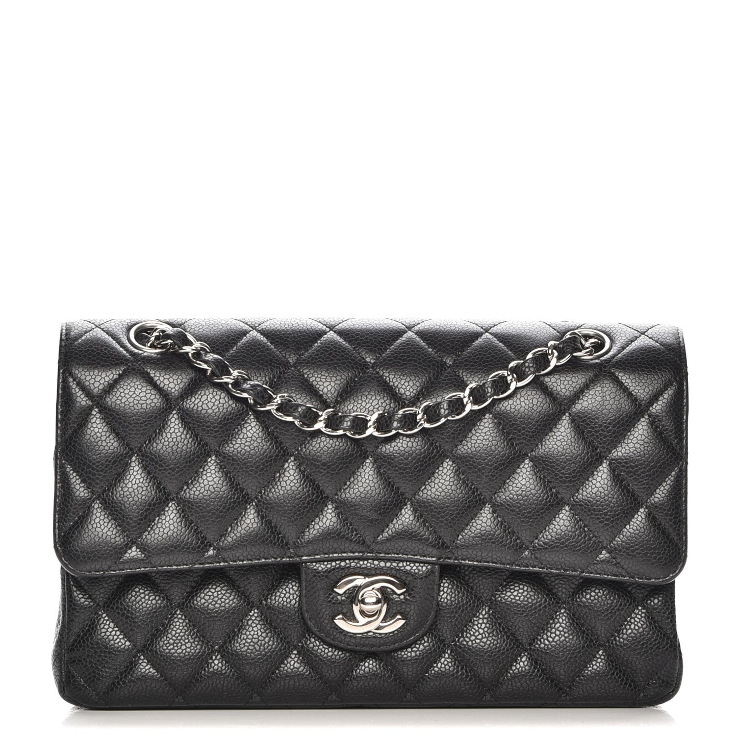 Caviar Quilted Medium Double Flap Black