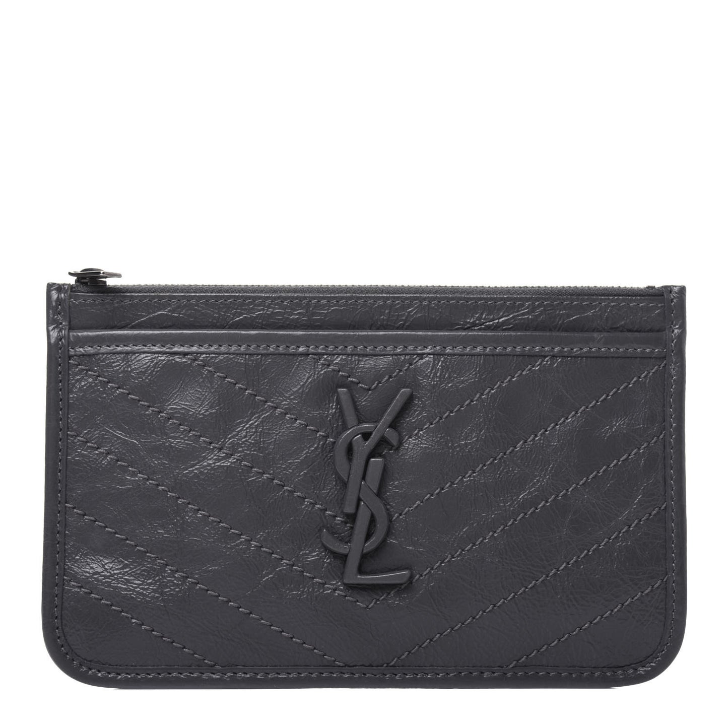 Crinkled Calfskin Matelasse Monogram Niki Bill Pouch Storm