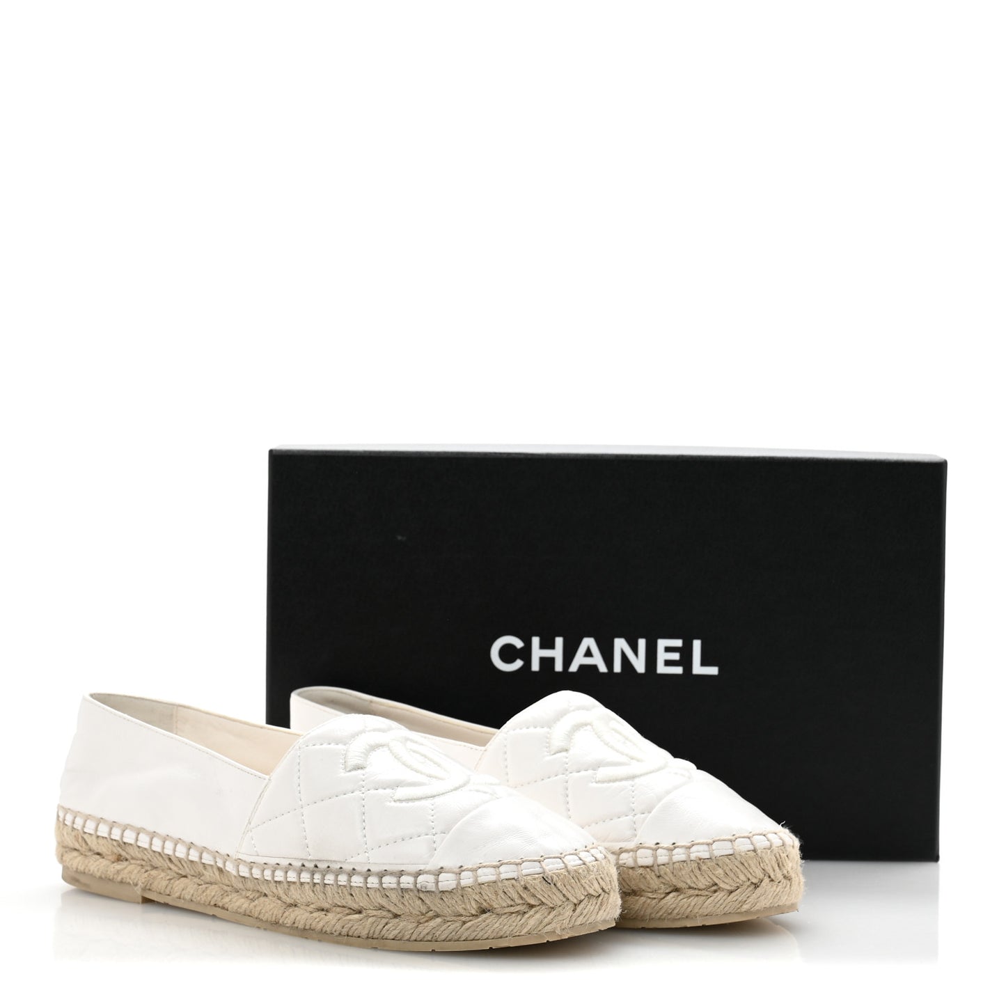 Lambskin Quilted CC Espadrilles 38 White