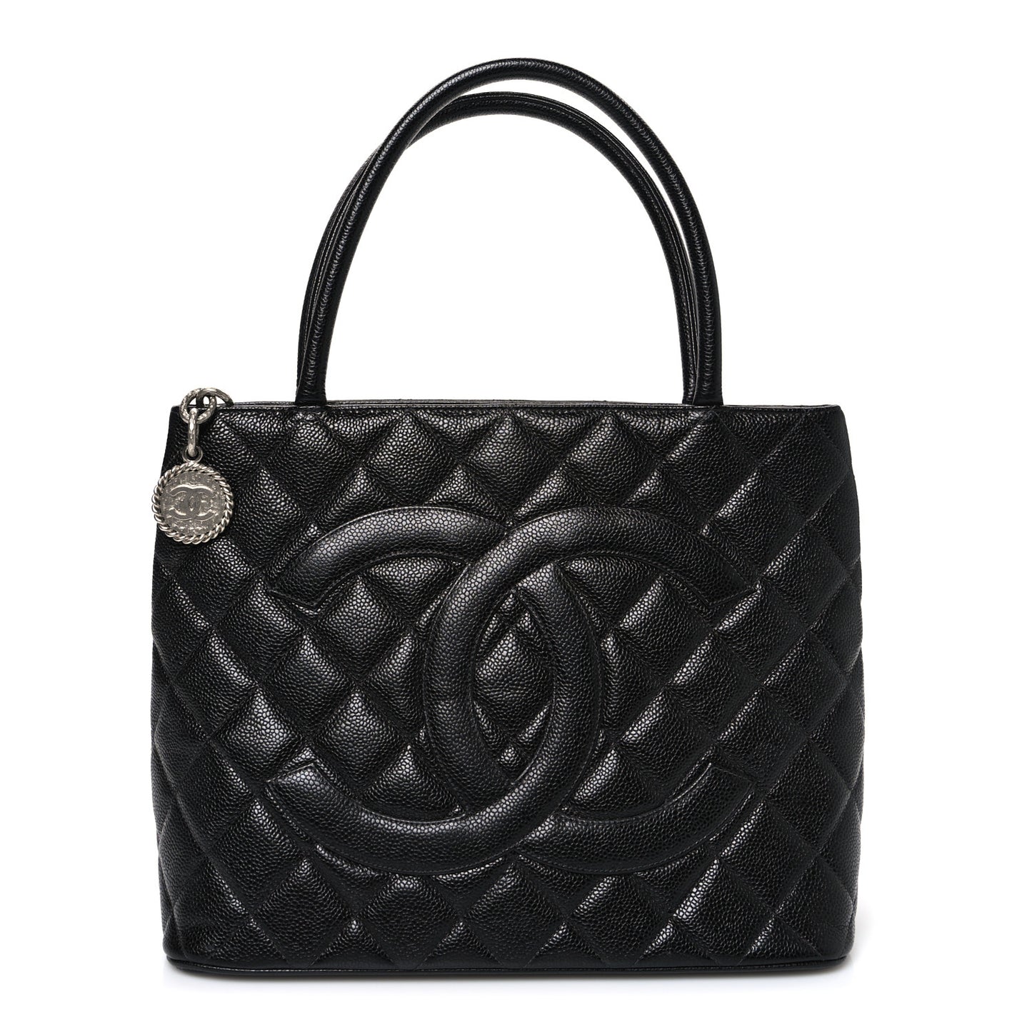 Caviar Quilted Medallion Tote Black