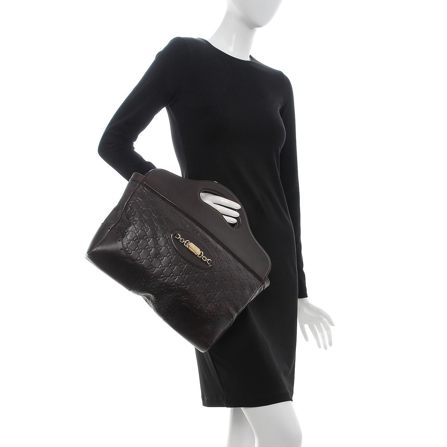 Guccissima Medium Punch Top Handle Tote Brown