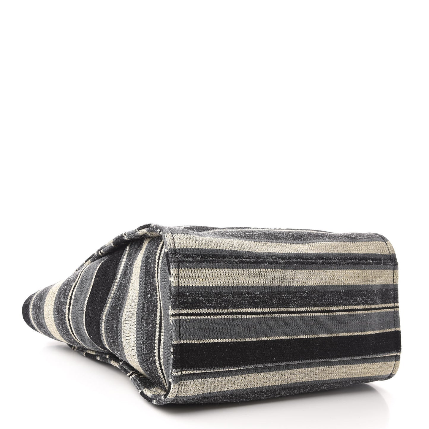 Striped Canvas Medium Deauville Tote Black