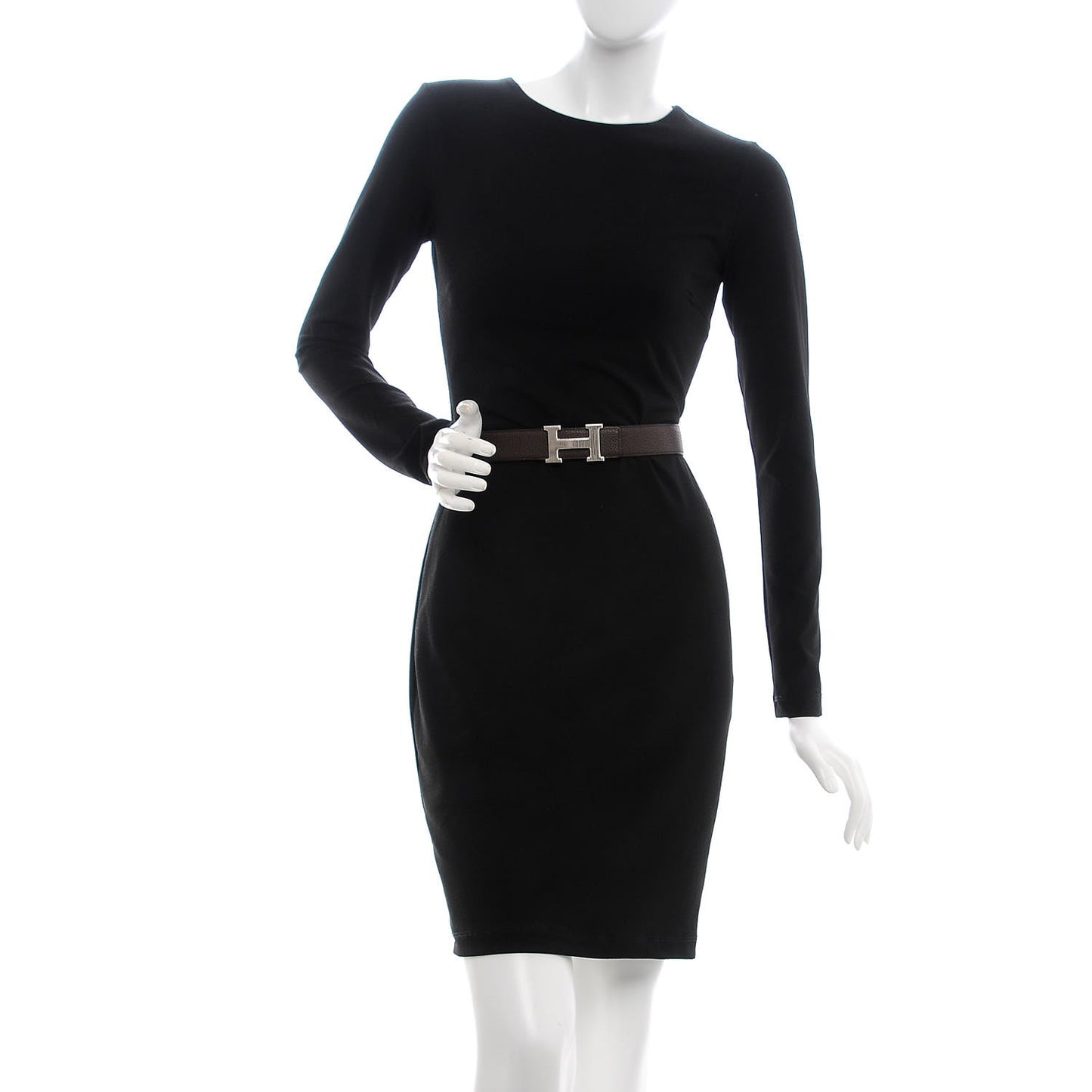 Togo Box 32mm Calandre H Belt 85 Chocolate Black