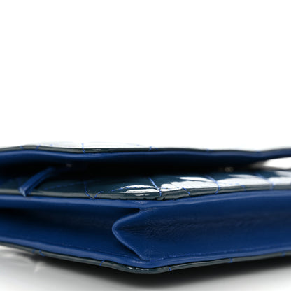Chanel Patent Quilted Wallet On Chain WOC Blue 10 of 12