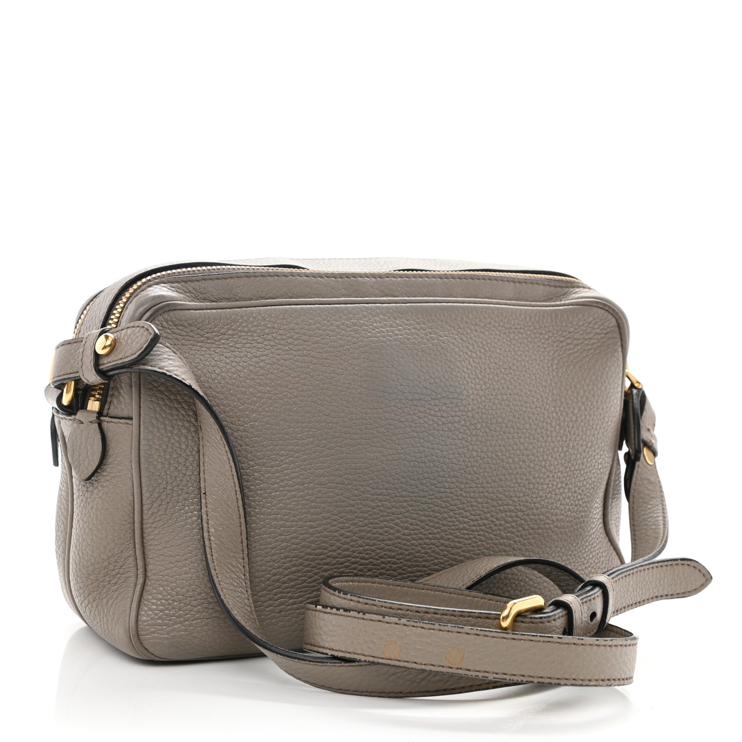 Vitello Daino Medium Double Zip Shoulder Bag Argilla
