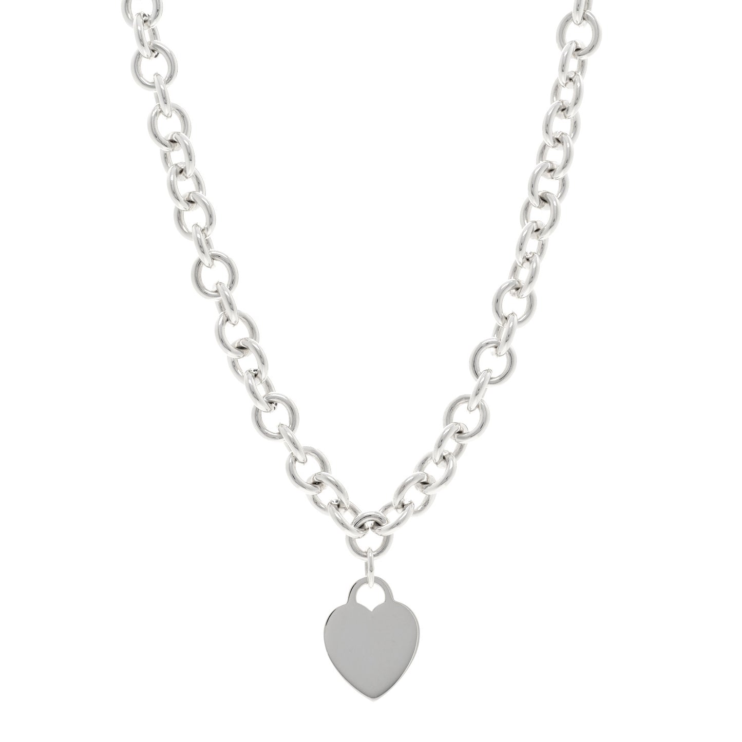 Sterling Silver Heart Tag Pendant Necklace