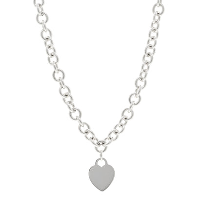 Tiffany Sterling Silver Heart Tag Pendant Necklace 1 of 5