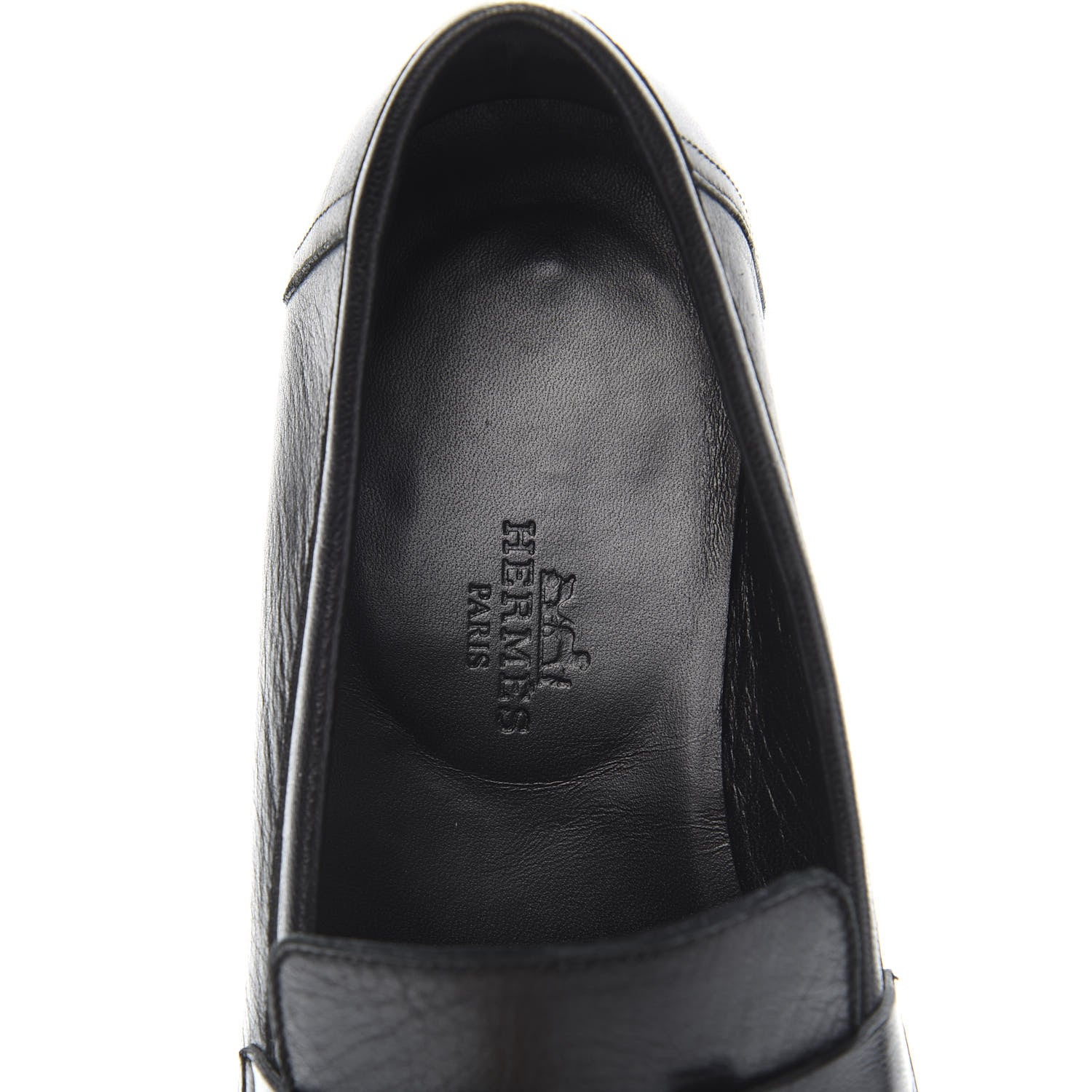 Hermes Goatskin Mens Paris Loafers 40 Black 6 of 9