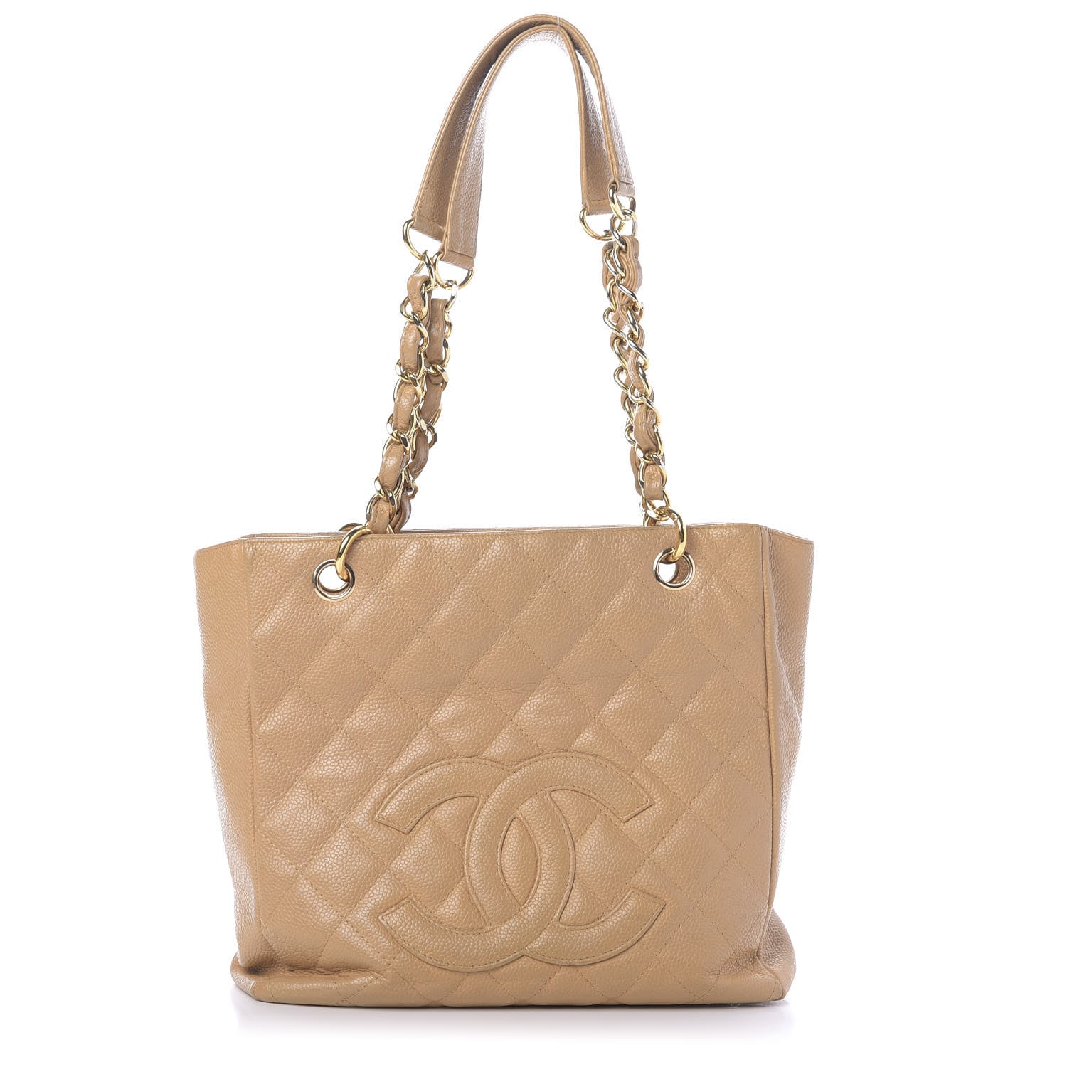 Chanel Caviar Quilted Petit Shopping Tote PST Dark Beige 1 of 18