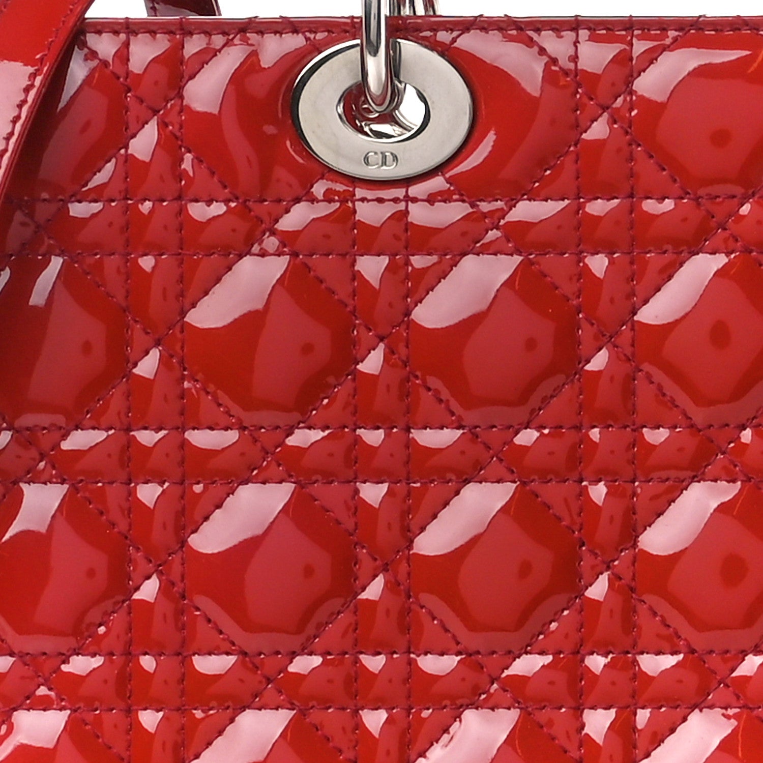 Christian Dior Patent Cannage Large Lady Dior Red 9 of 11