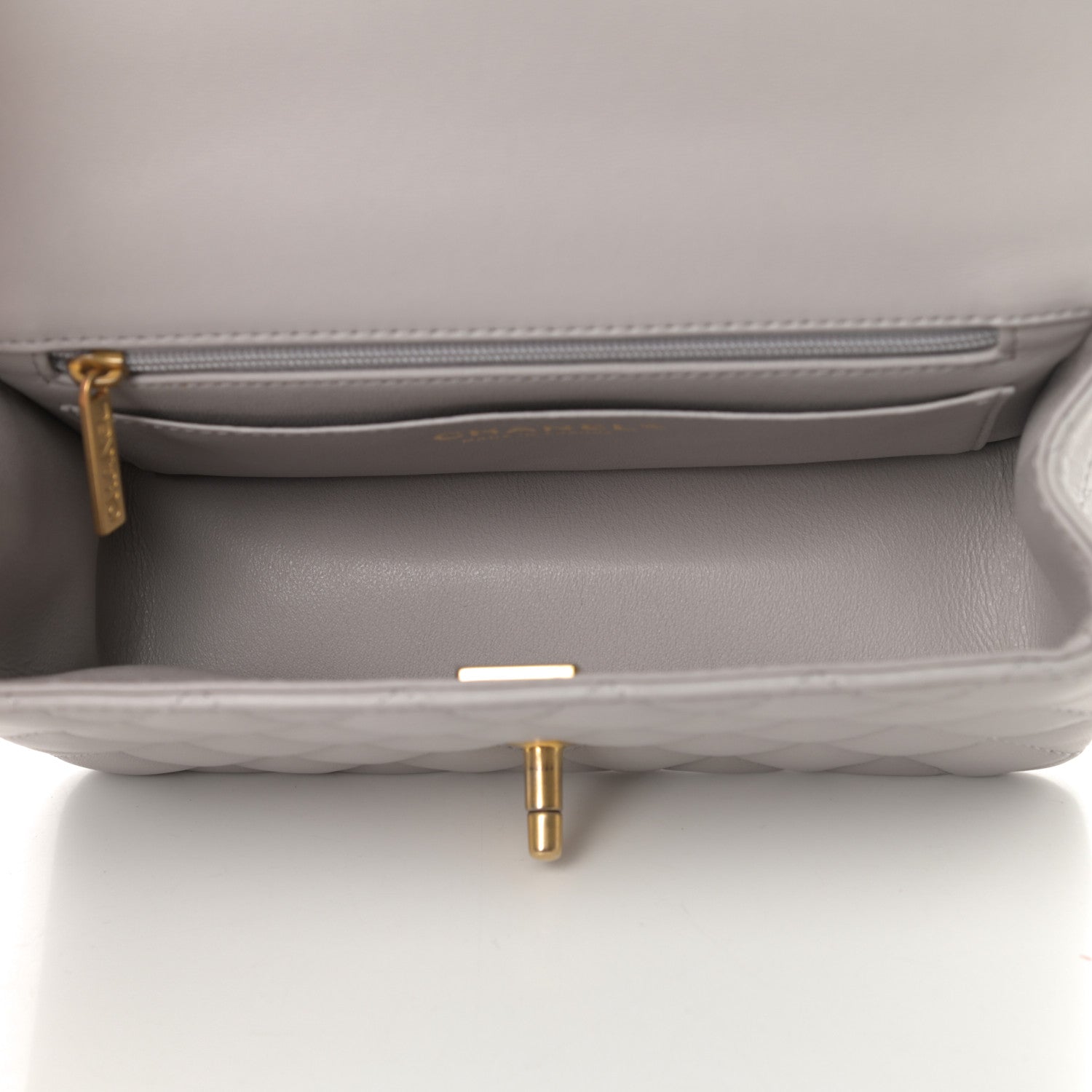Chanel Lambskin Quilted Mini Top Handle Rectangular Flap Grey 5 of 12