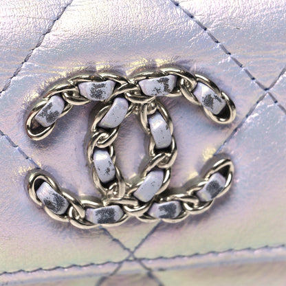 Chanel Iridescent Calfskin Quilted Chanel 19 Flap Card Holder Light Purple 13 of 14