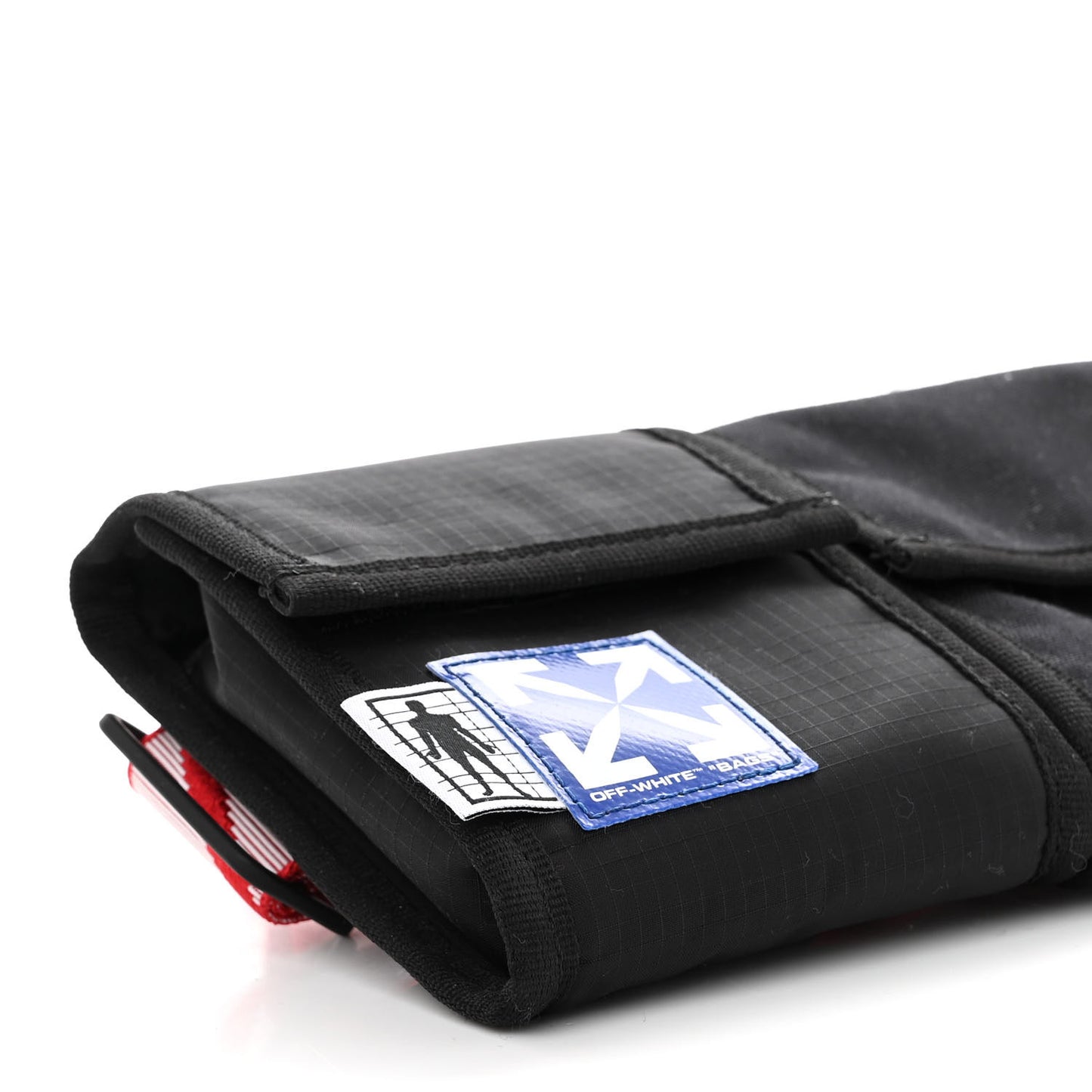 Nylon Two Pocket Belt Bag Black Red