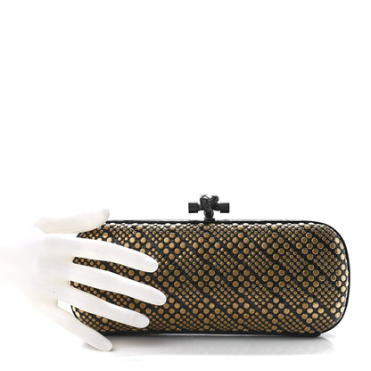 Bottega Veneta Snakeskin Studded Knot Clutch Black 2 of 10