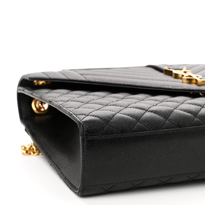 Saint Laurent Grain De Poudre Textured Mixed Matelasse Large Triquilt Monogram Satchel Black 9 of 10