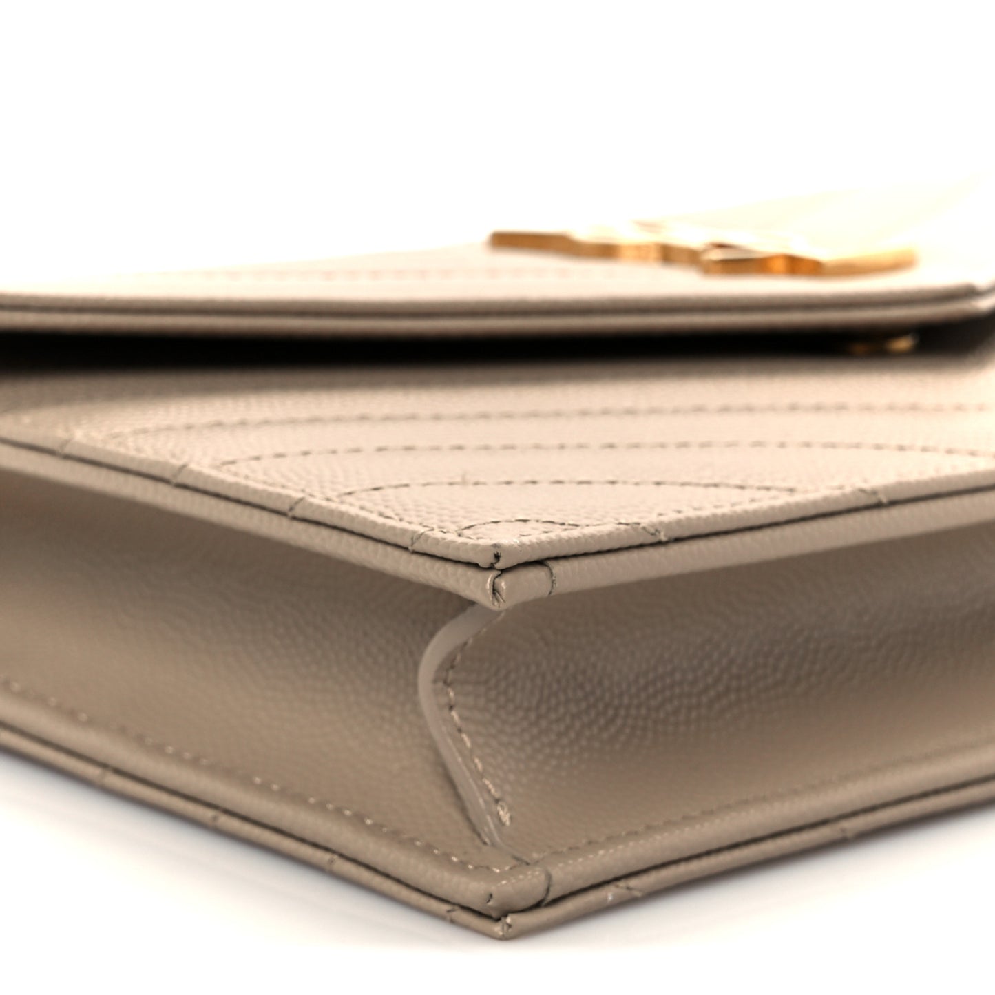 Grain De Poudre Matelasse Chevron Monogram Envelope Chain Wallet Dark Beige