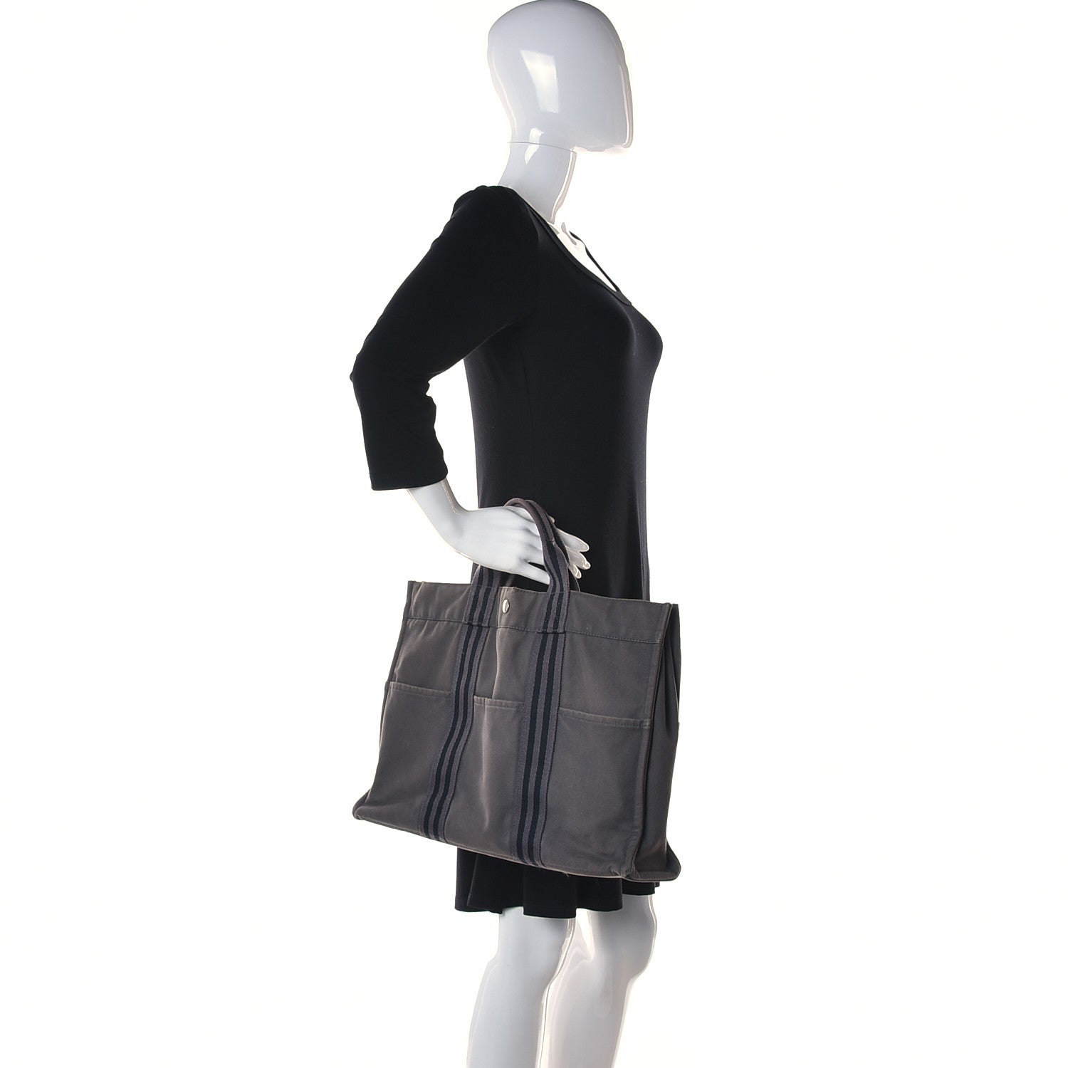 Hermes Canvas Fourre Tout MM Grey 2 of 12