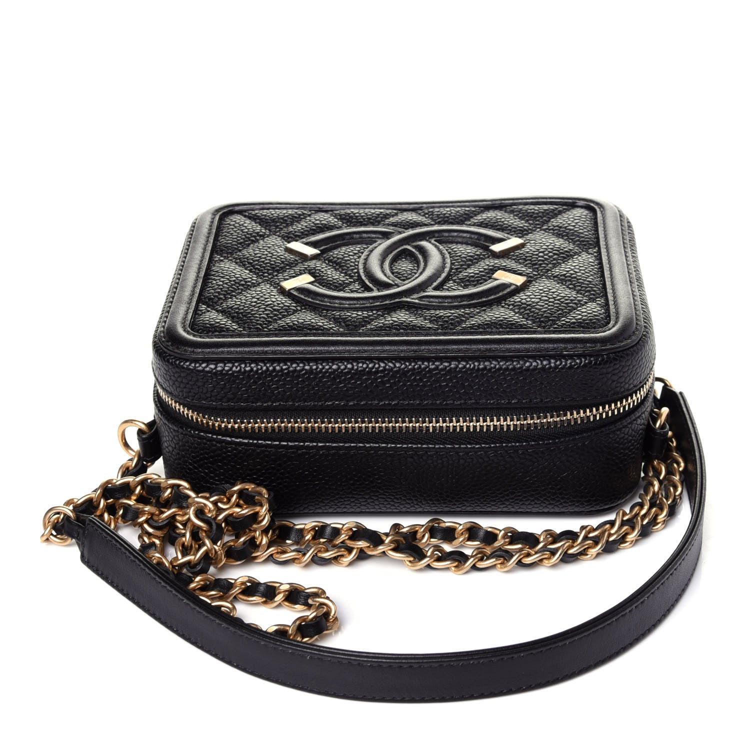 Chanel Caviar Quilted CC Filigree Vanity Clutch With Chain Black 10 of 10