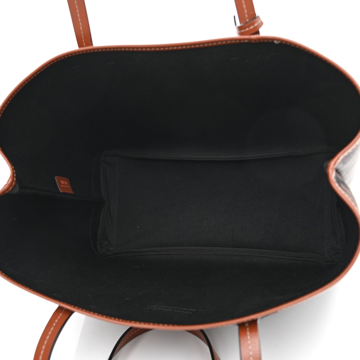 Versace Coated Canvas Calfskin La Greca Signature Shopper Tote Bag Black Caramel 6 of 10