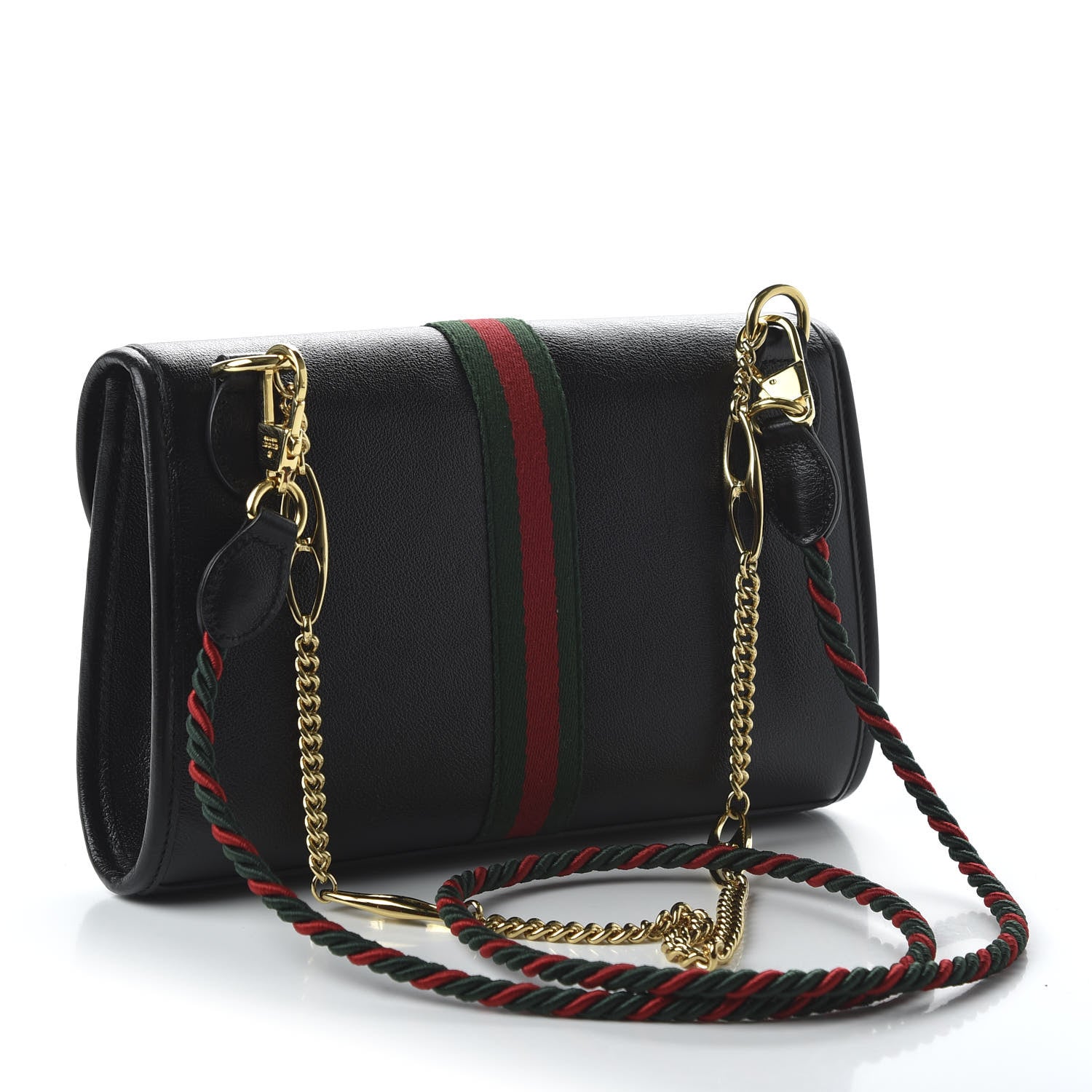 Gucci Textured Calfskin Web Small Rajah Slim Flap Shoulder Bag Black 4 of 21