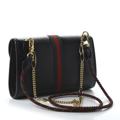 Gucci Textured Calfskin Web Small Rajah Slim Flap Shoulder Bag Black 4 of 21