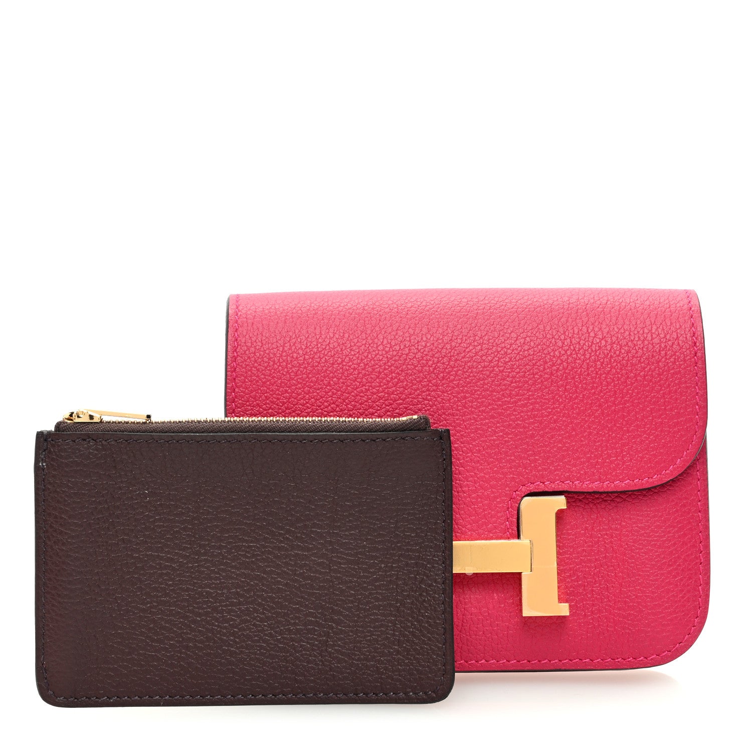 Hermes Evercolor Bi-Color Constance Slim Wallet Framboise Rouge Sellier 3 of 9