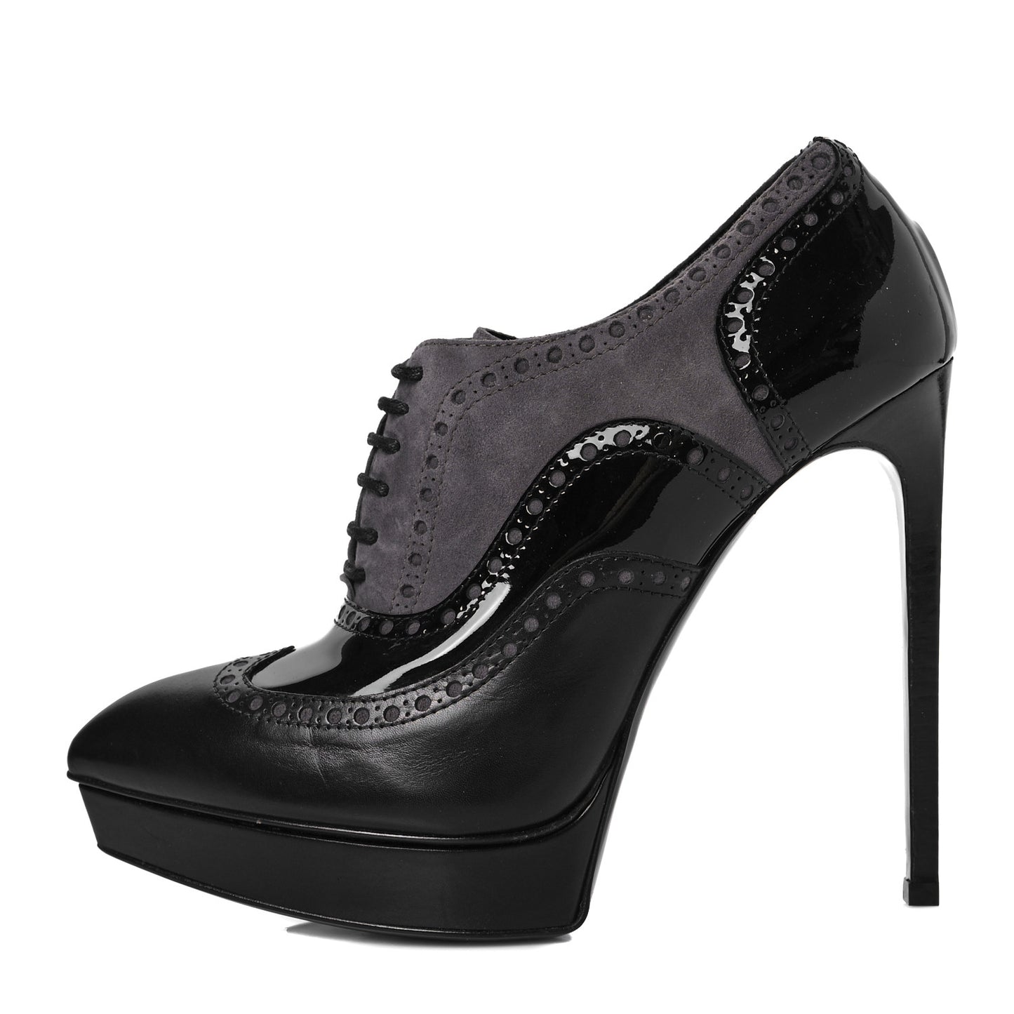 Nappa Patent Suede Tribtoo 105 Lace Up Booties 40.5 Black