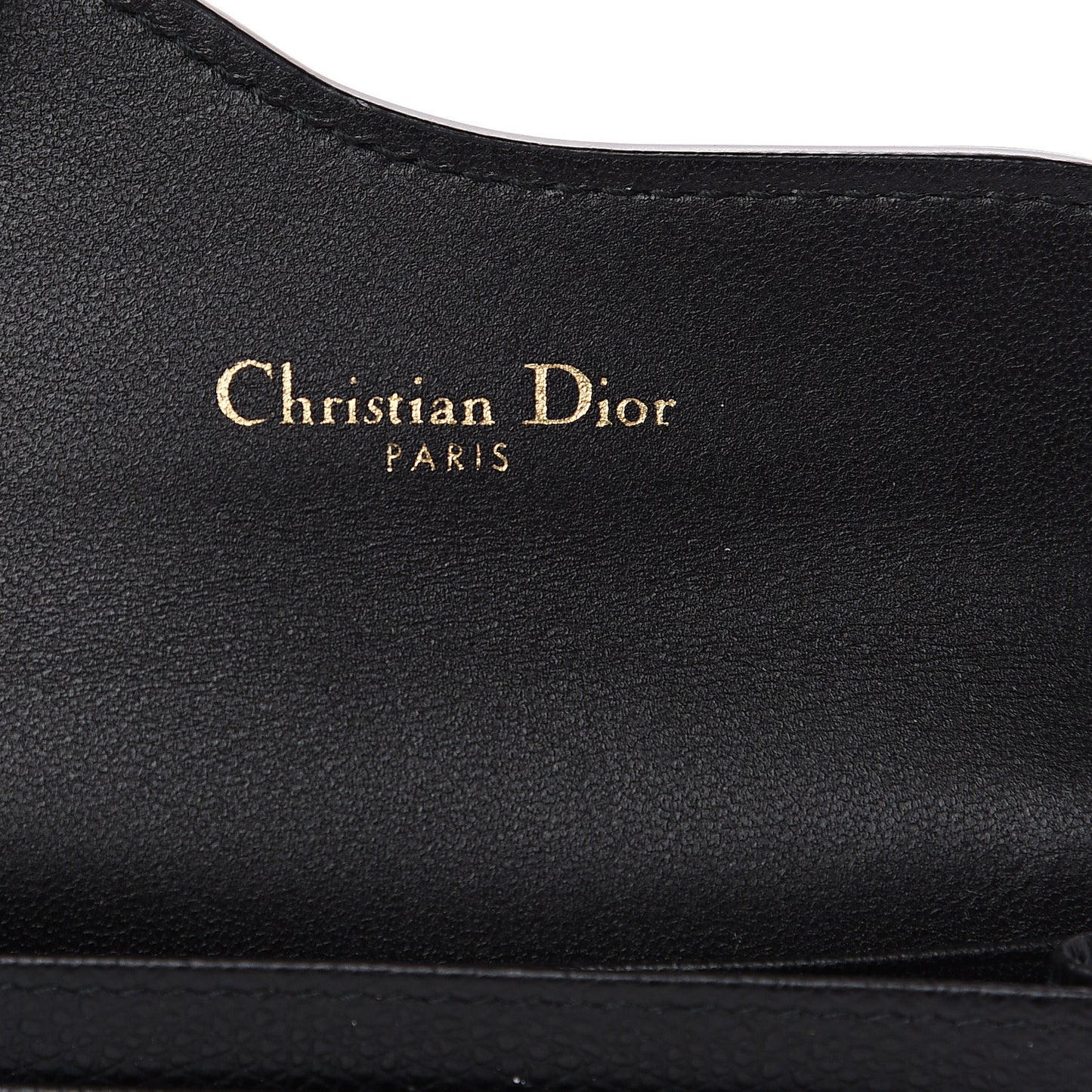 Grained Calfskin Saddle Card Holder Black