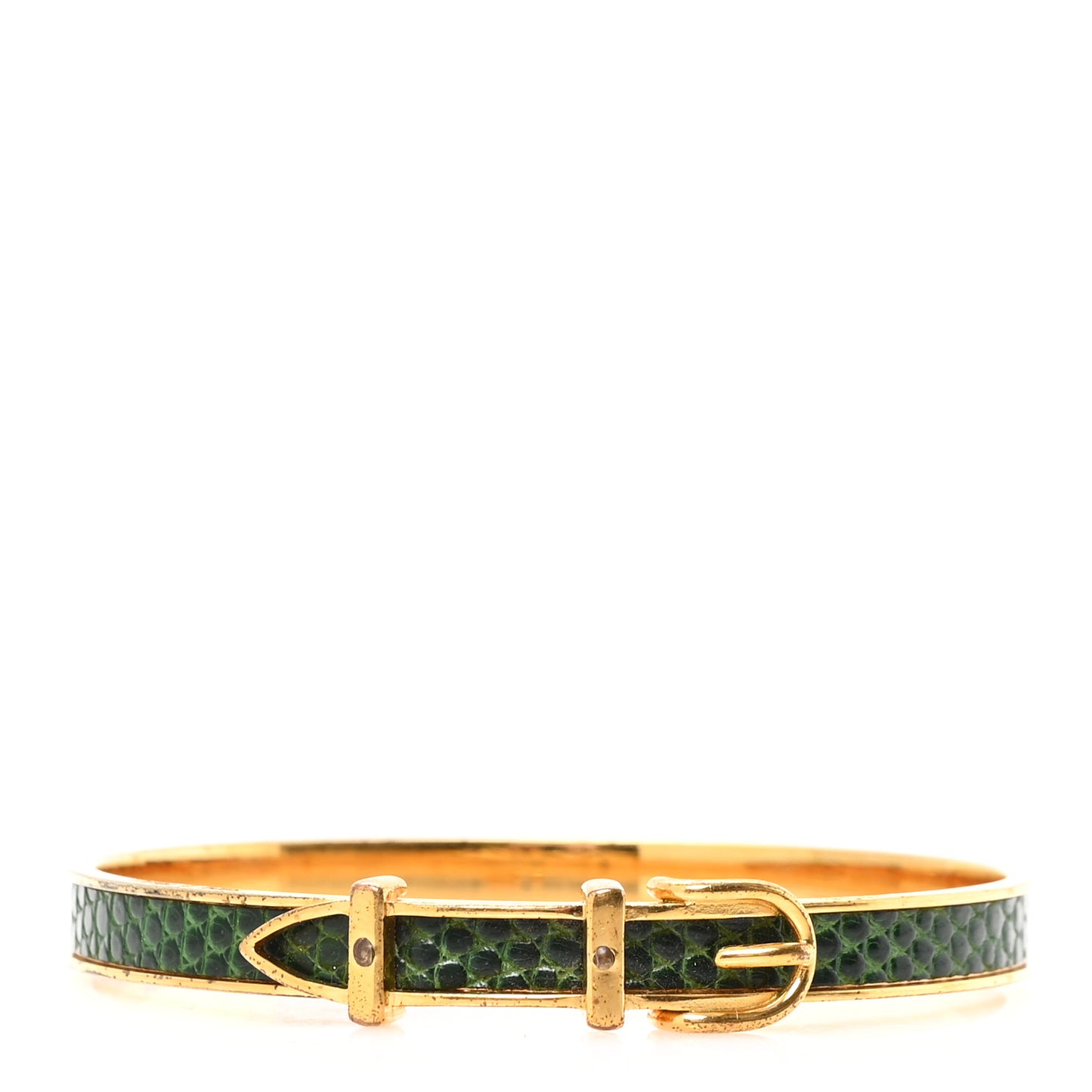 Lizard Narrow Belt Buckle Bangle Bracelet Vert Moyen