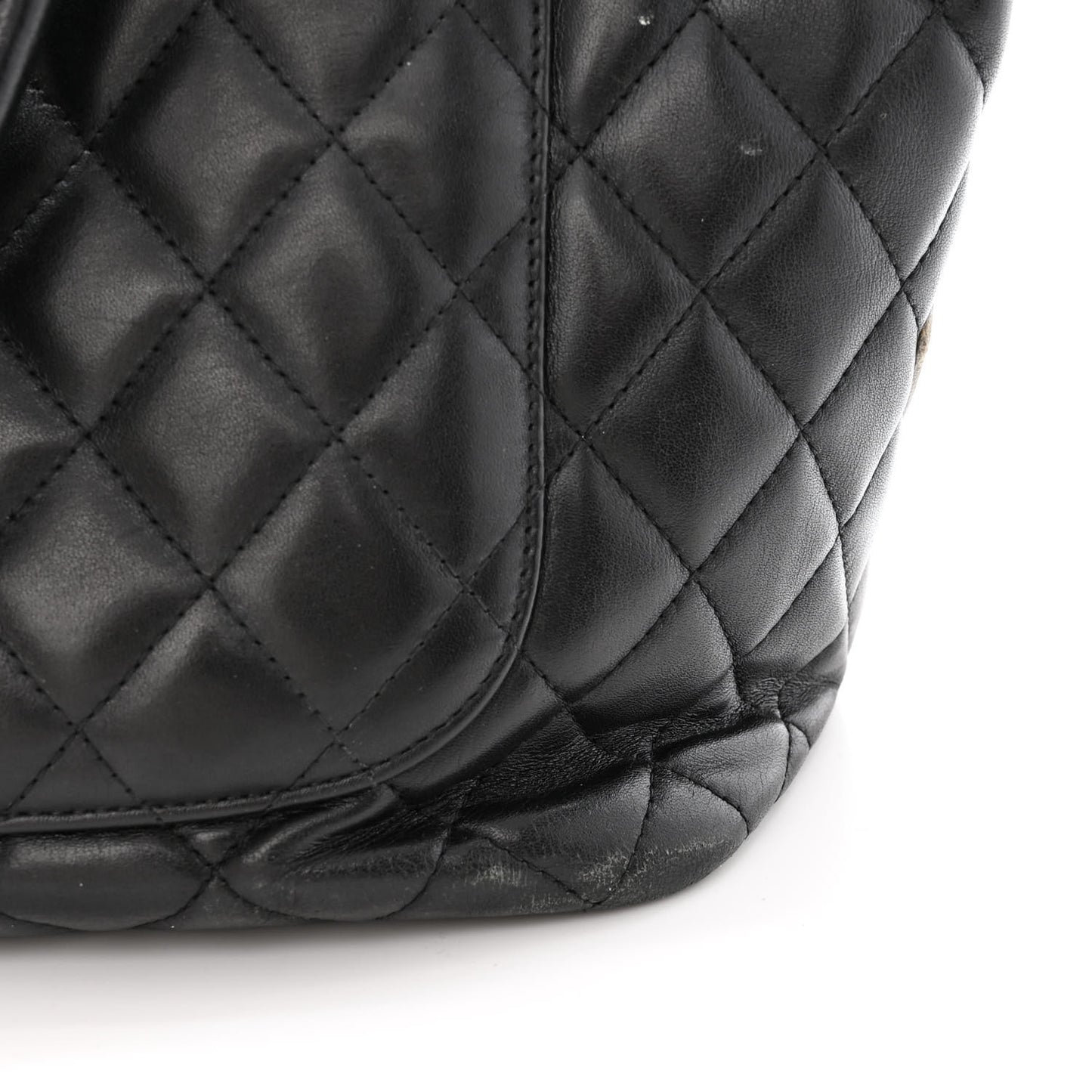 Calfskin Quilted Large Cambon Tote Black White