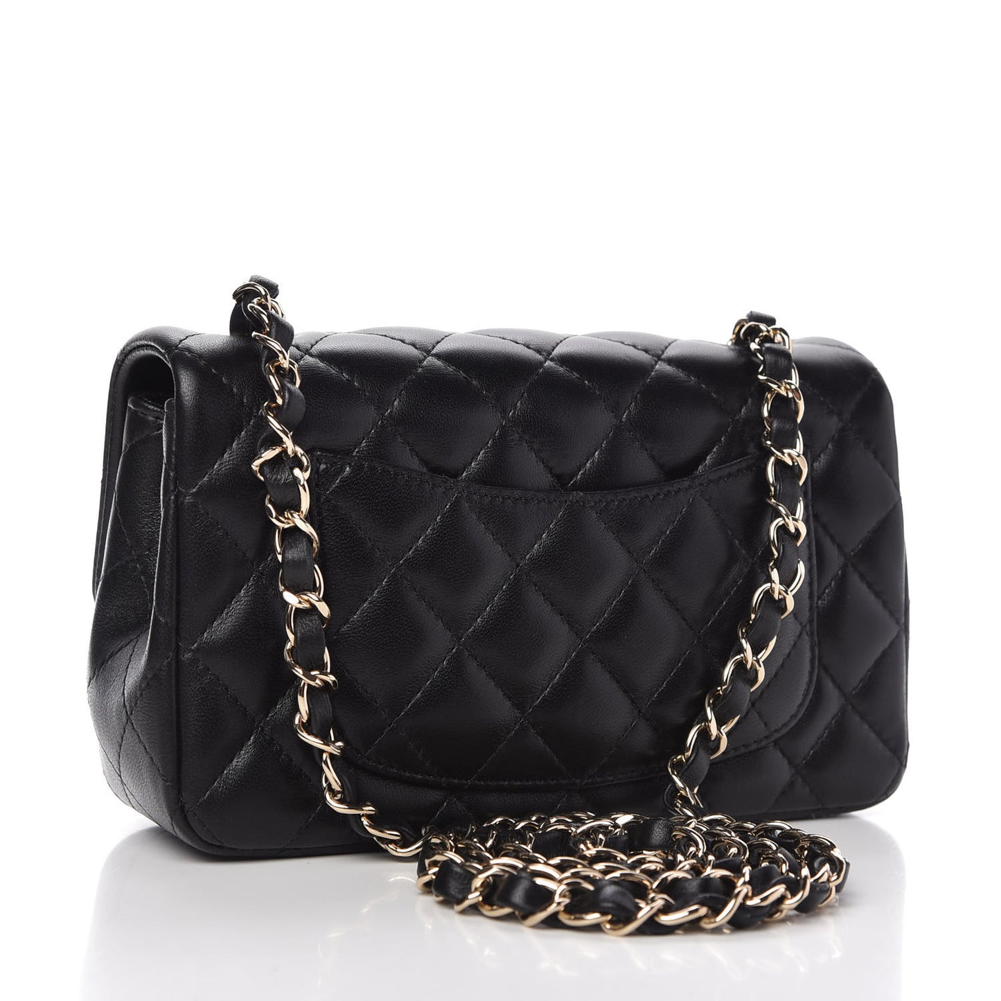 Lambskin Quilted Mini Rectangular Flap Black