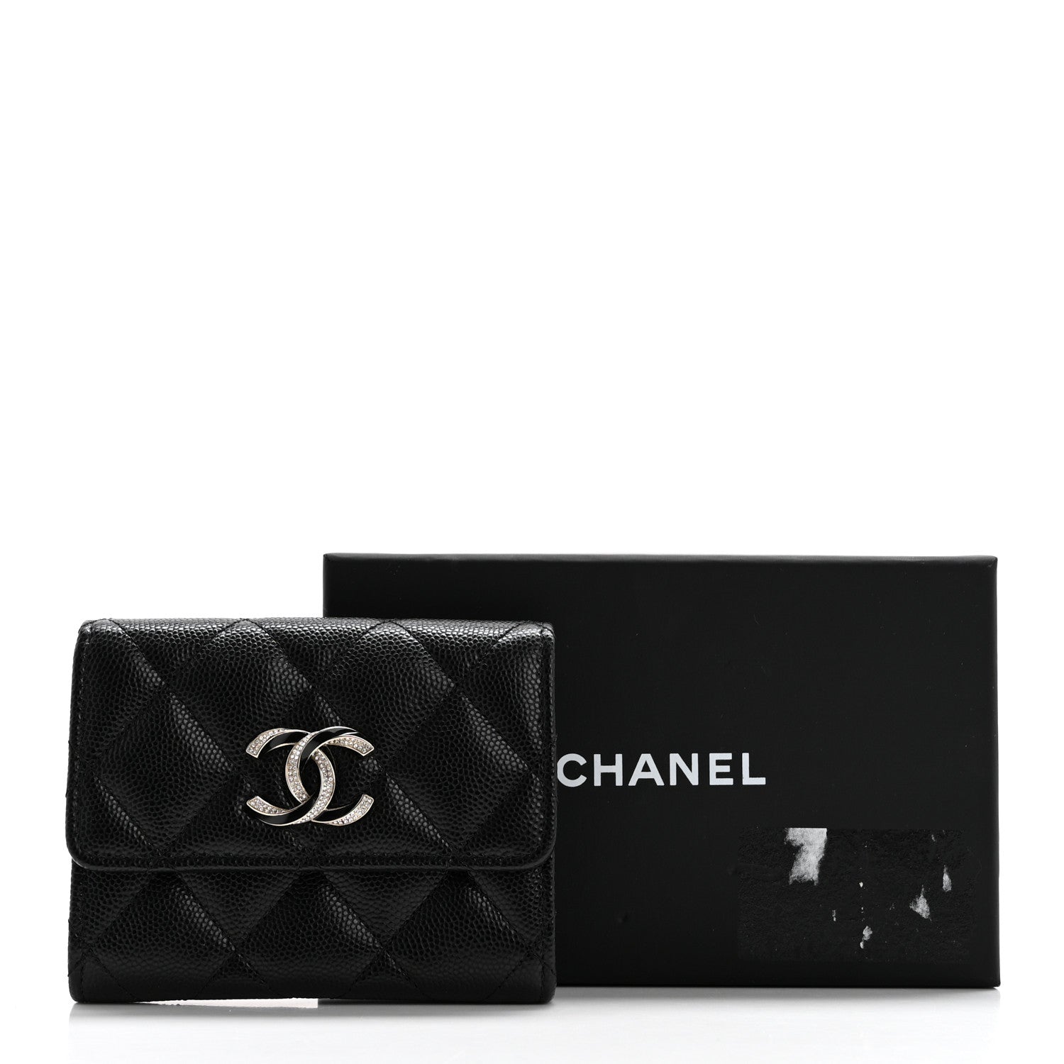 Chanel Caviar Quilted Crystal Enamel CC Flap Card Holder Black 9 of 9