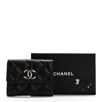 Chanel Caviar Quilted Crystal Enamel CC Flap Card Holder Black 9 of 9