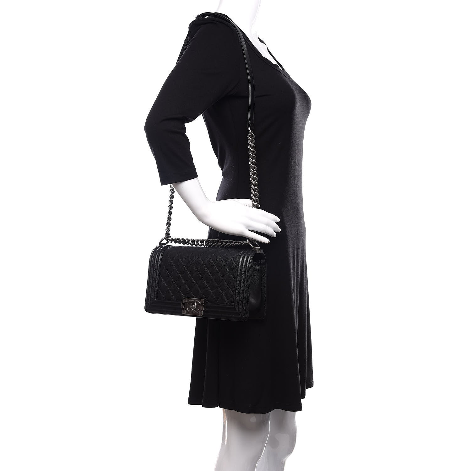 Chanel Caviar Quilted Medium Boy Flap Black 2 of 11