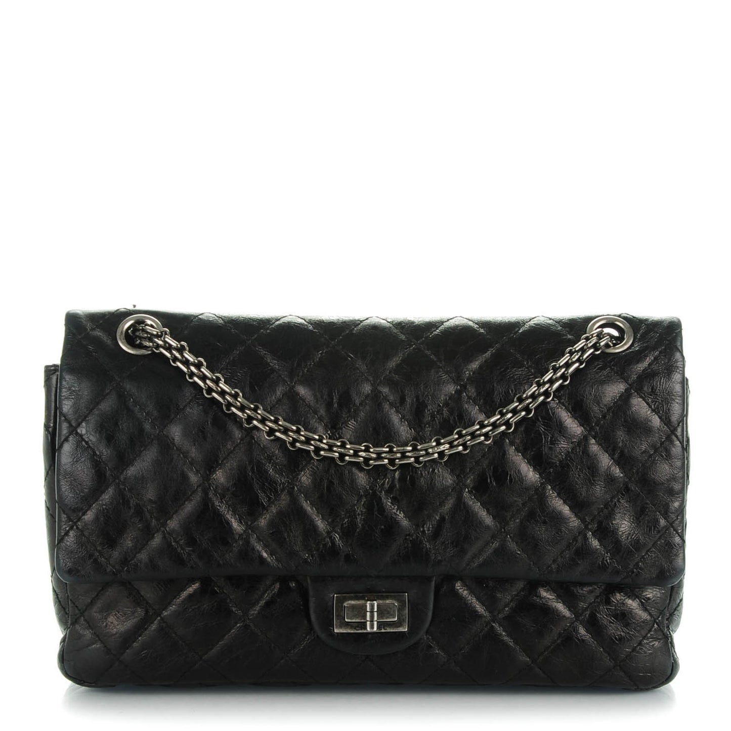 Metallic Calfskin Quilted 2.55 Reissue 226 Flap Black