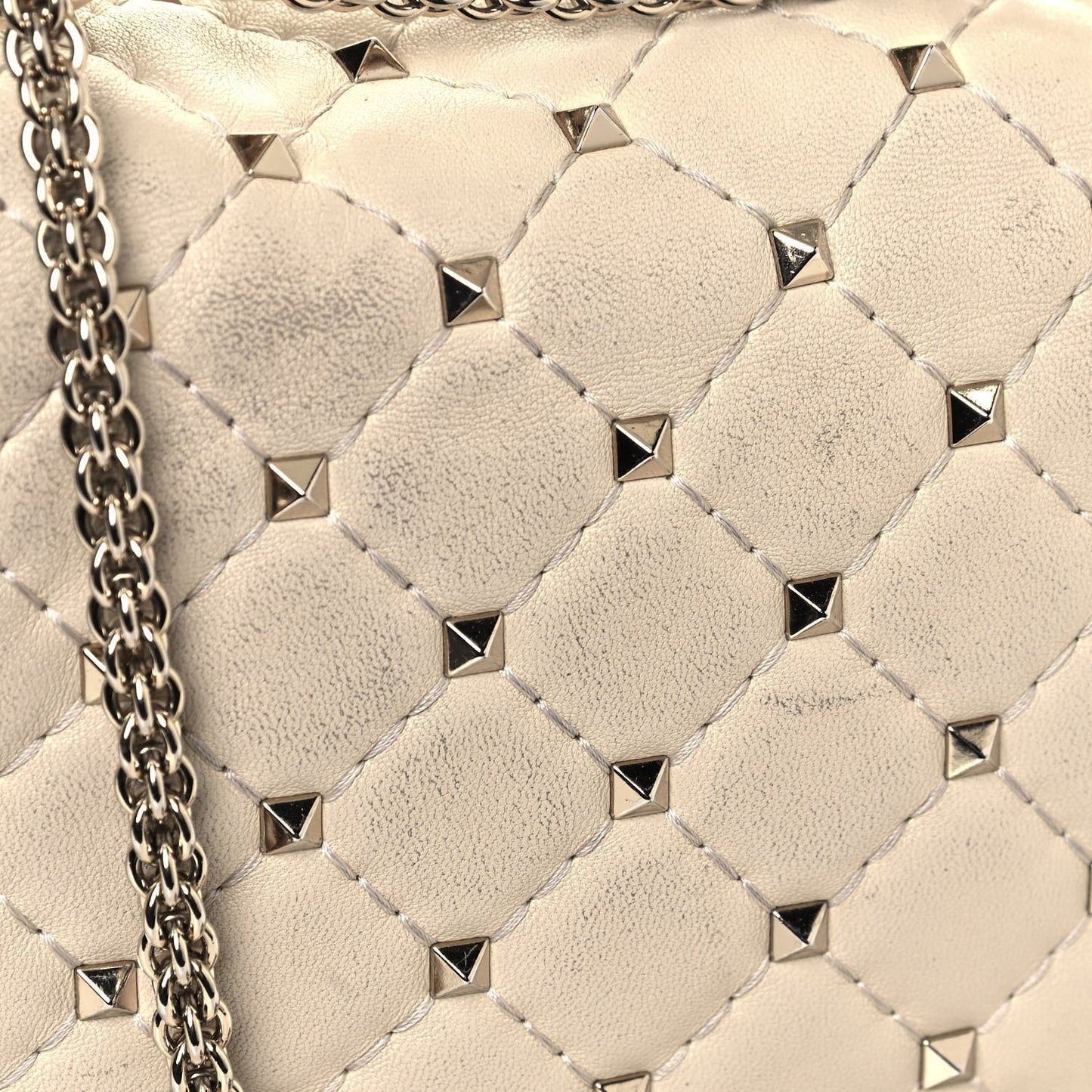 Nappa Medium Rockstud Spike Shoulder Bag Light Ivory