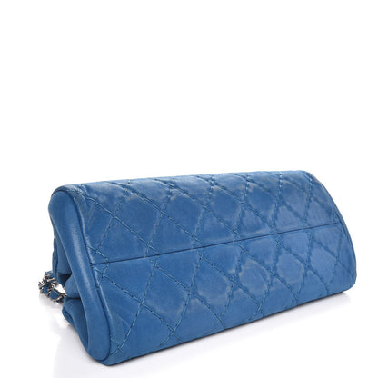 Chanel Iridescent Calfskin Medium Just Mademoiselle Bowler Blue 4 of 8