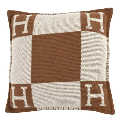 Hermes Wool Cashmere Avalon Pillow PM Ecru Camel 1 of 3